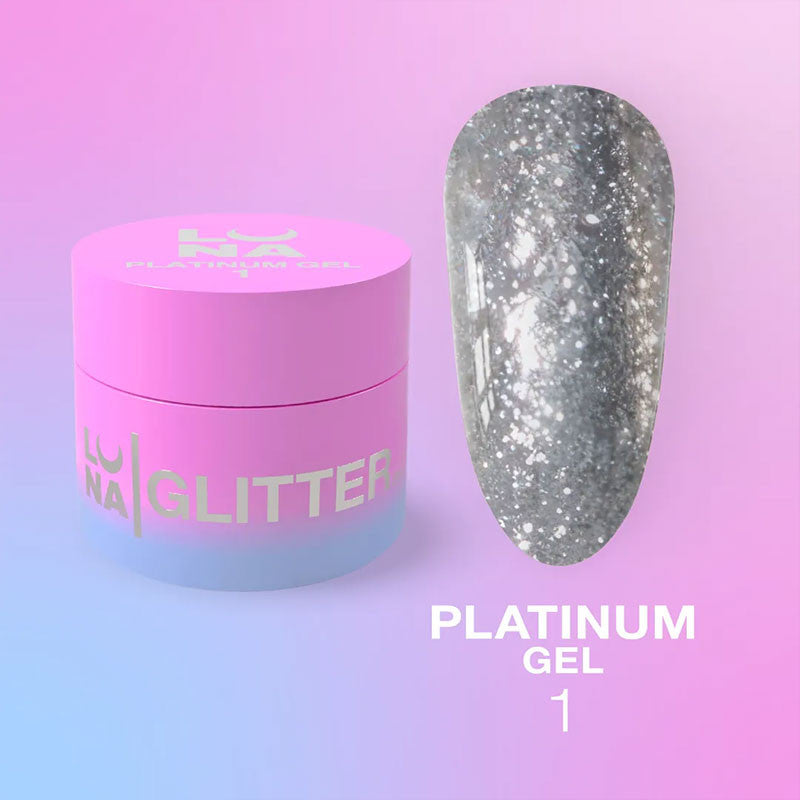 Гель с блёстками для ногтей LUNAMOON - Platinum Gel № 1 -5ml