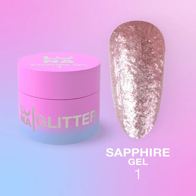 Glitter-Gel für Nägel LUNAMOON - Sapphire Gel Nr. 1 - 5ml