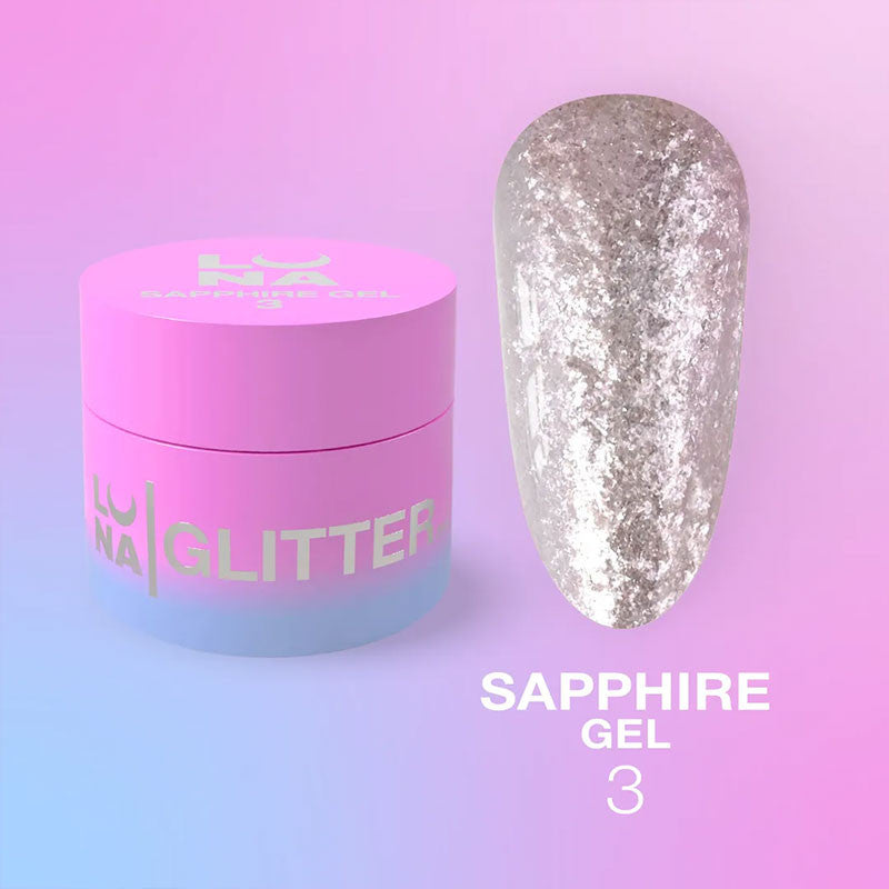 Glittergeeli kynsille LUNAMOON - Sapphire Gel nro 3 - 5ml