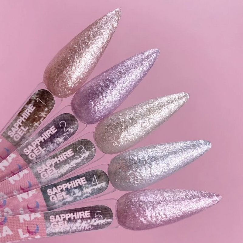Glittergeeli kynsille LUNAMOON - Sapphire Gel nro 3 - 5ml — kuva 6