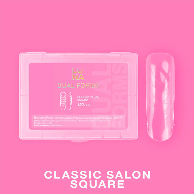 Nail extension forms Lunamoon Moules supérieurs pour ongles Classic Salon Square, 120 pcs