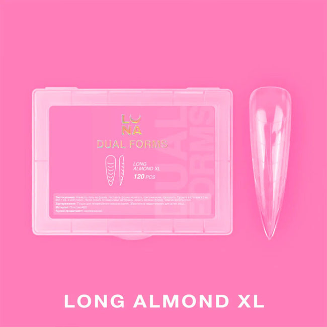 Nail extension forms Lunamoon DUAL FORMS Long Almond XL, 120 pcs