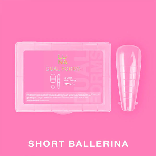 Nail extension forms Lunamoon DUAL FORMS Short Ballerina, 120 pcs