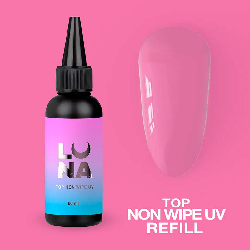 Top Coat ohne Schwitzschicht mit UV-Filter - Lunamoon Top Non Wipe UV, Nachfüllpackung - 60 ml