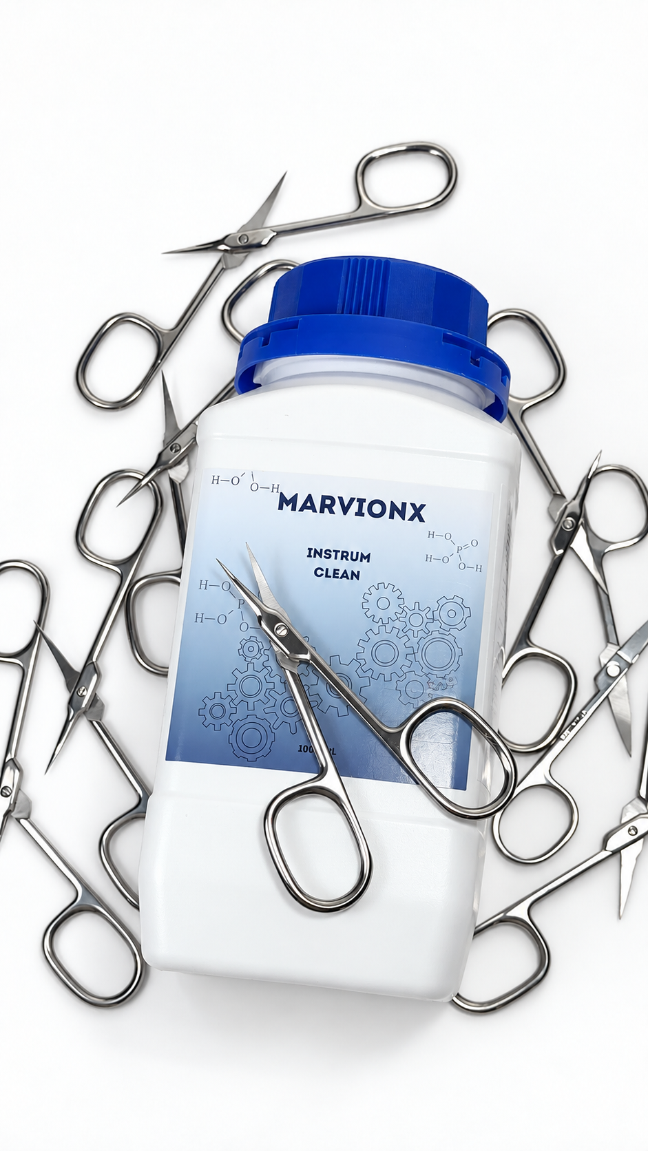 MARVIONX INSTRUM CLEAN 1000 ml с маникюрными инструментами