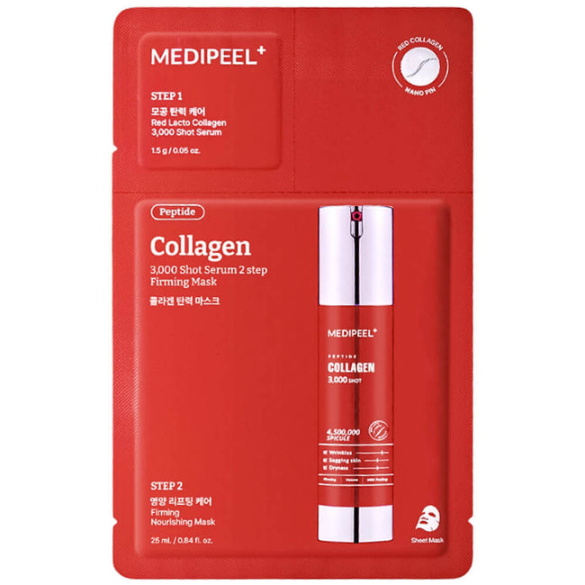 Medi Peel Red Lacto Collagen 3000 Shot Serum 2 Step Mask 1.5g + 25ml — 1.5g / 25ml
