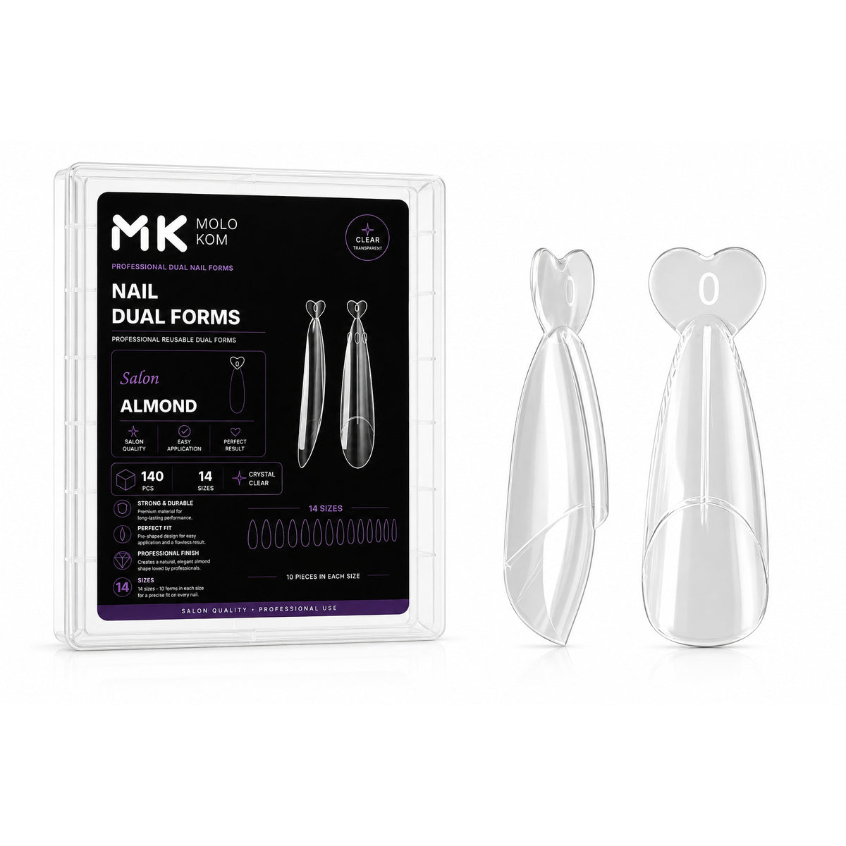 Dual Nail Forms MOLOKOM Salon Almond 140 pcs