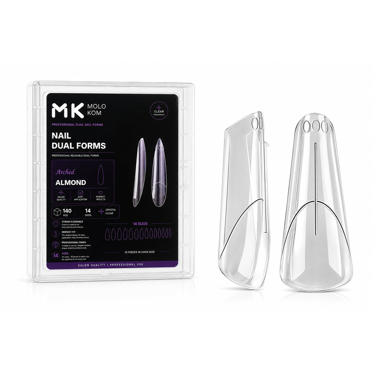 Dual Nail Forms MOLOKOM Arched Almond 140 pcs