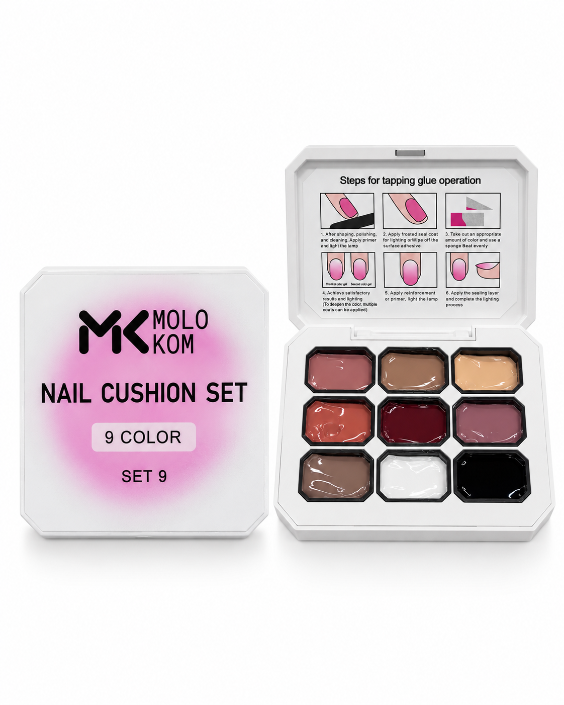 MOLOKOM Nail Cushion Set 9 - Gel Paint Set for Nail Art