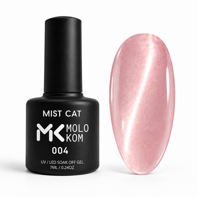 MOLOKOM Mist Cat 004 7 ml — bottle and matching semi-transparent cat-eye colour swatch