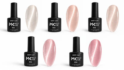 MOLOKOM Mist Cat 001–005 — complete colour range shown for comparison