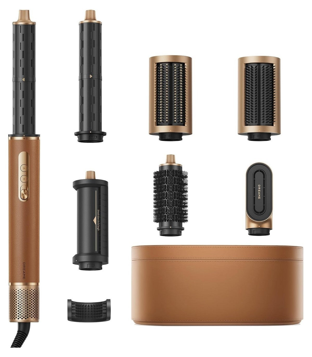Dreame AirStyle Pro AMF18A 7-in-1 Multi-Styler — Brown — product and feature view 1