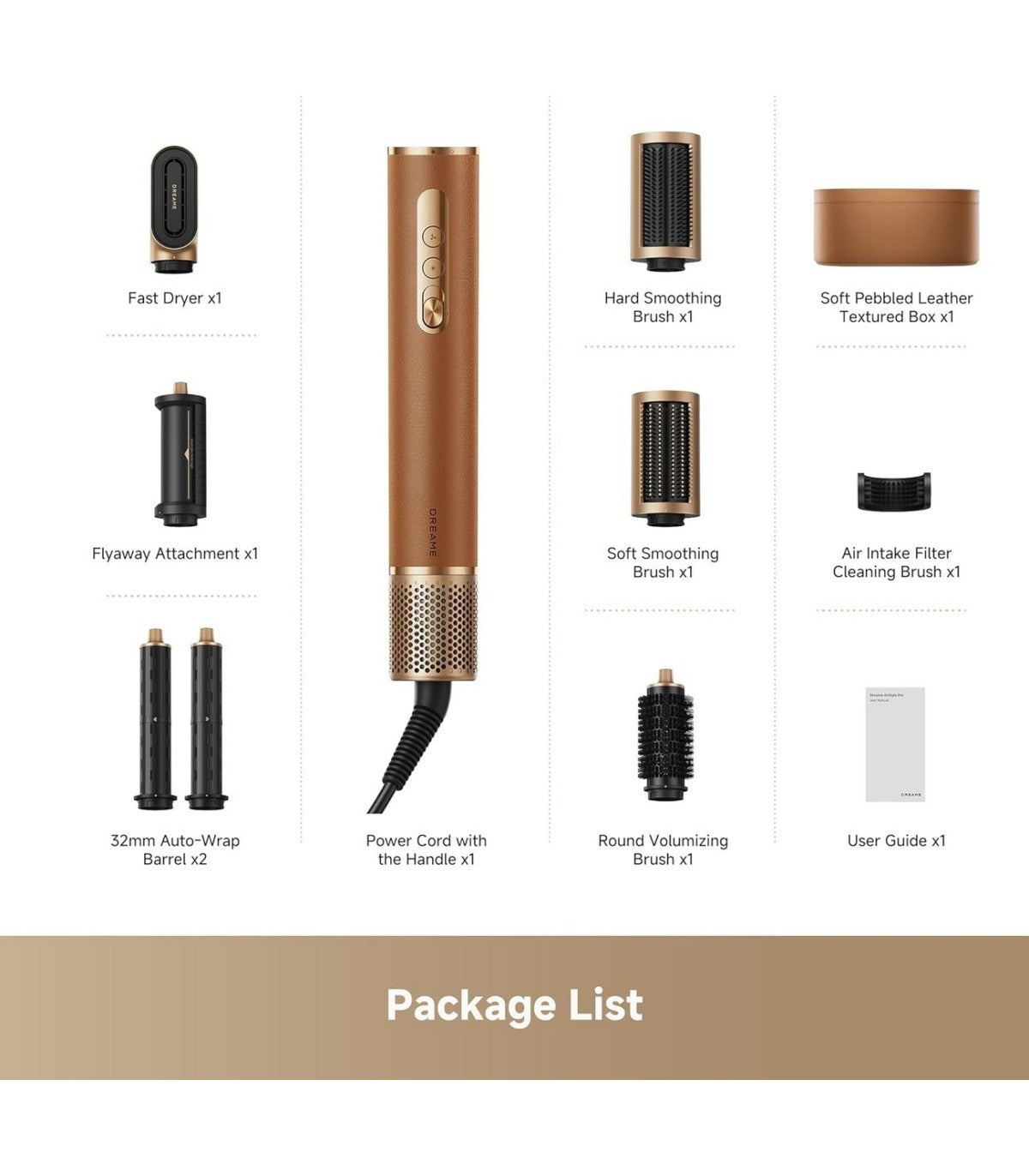 Dreame AirStyle Pro AMF18A 7-in-1 Multi-Styler — Brown — product and feature view 6