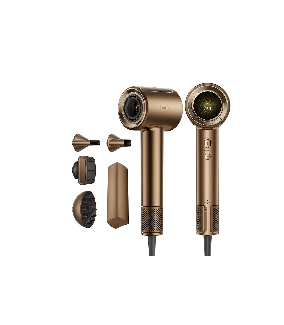 Dreame Pilot AHX01A Smart Hair Dryer — Gold — product and feature view 1