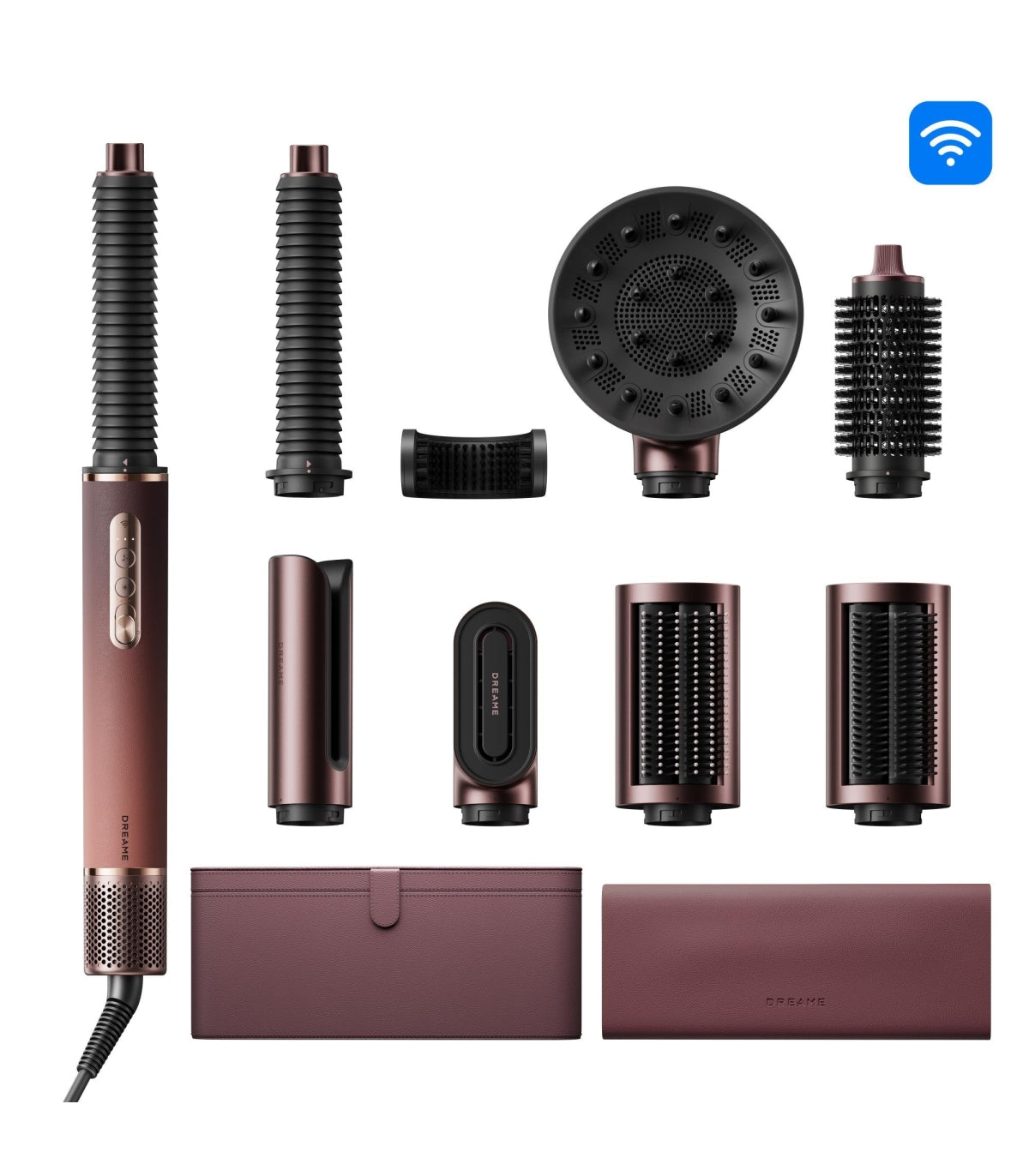 Dreame AirStyle Pro HI AMS01A 7-in-1 Multi-Styler — Brown — product and feature view 1
