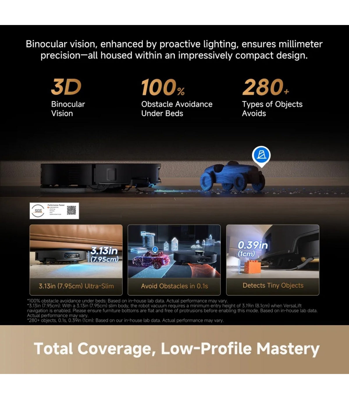 Dreame X60 Ultra Complete Robot Vacuum & Mop — Black — product and feature view 3