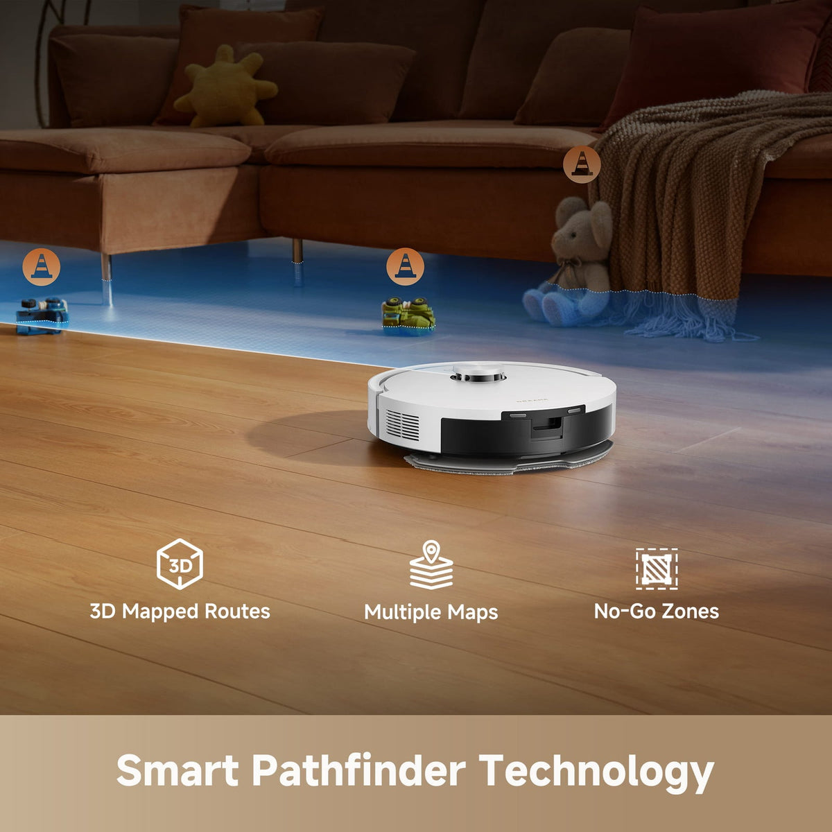Dreame F20 Robot Vacuum & Mop — Black — product and feature view 9