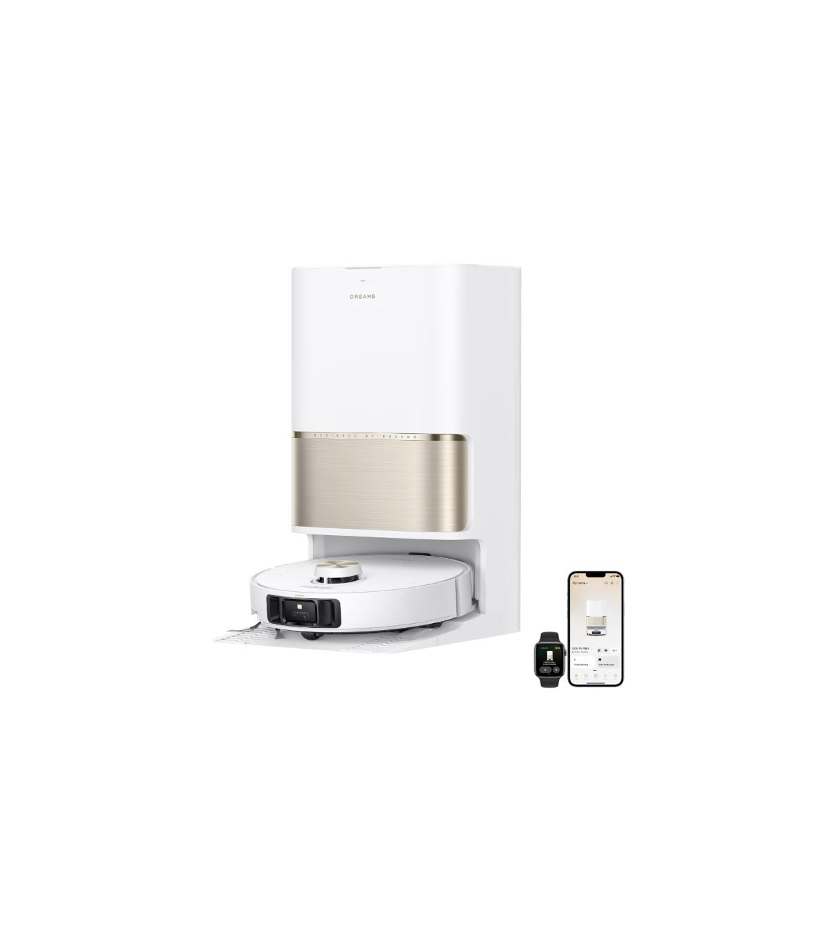 Dreame L50s Pro Ultra RLL88HE Robot Vacuum & Mop — White — product and feature view 2