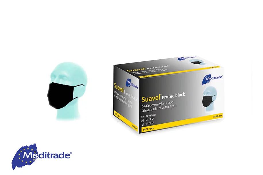 Surgical Masks Meditrade Suavel® Protec, BLACK, 50 pcs