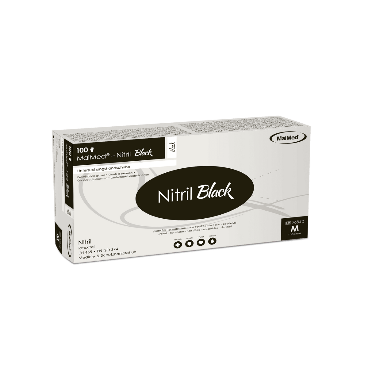Gloves MaiMed® Nitrile Black M (100 pcs)