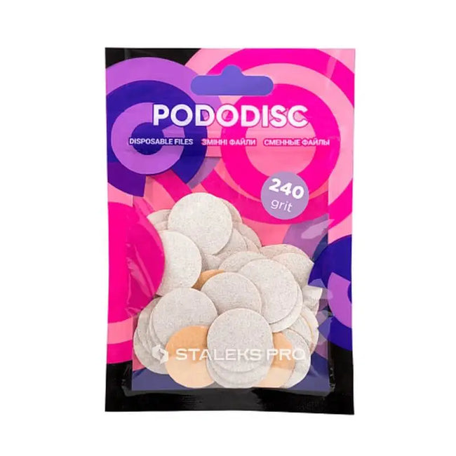 Disposable files for pedicure disc Staleks Pro M (240 Grit / 50 pcs) WHITE