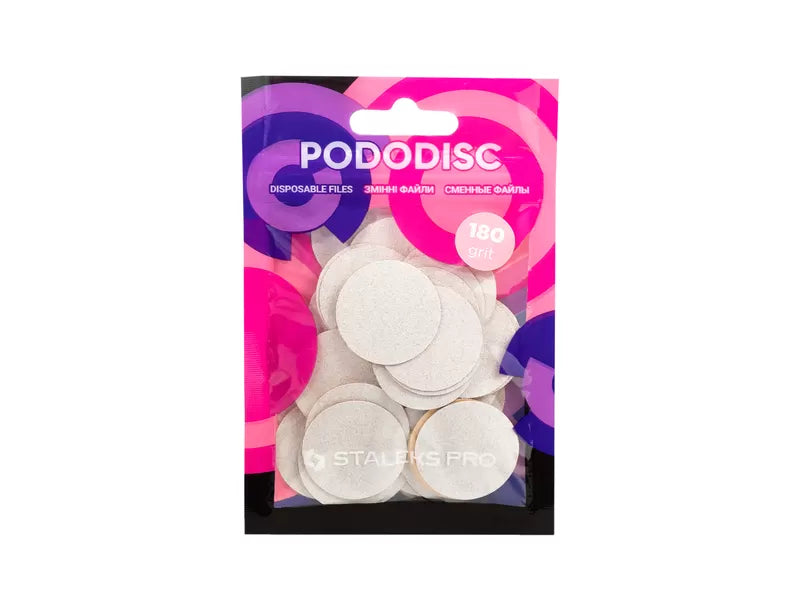Disposable files for pedicure disc Staleks Pro L (180 Grit / 50 pcs) WHITE