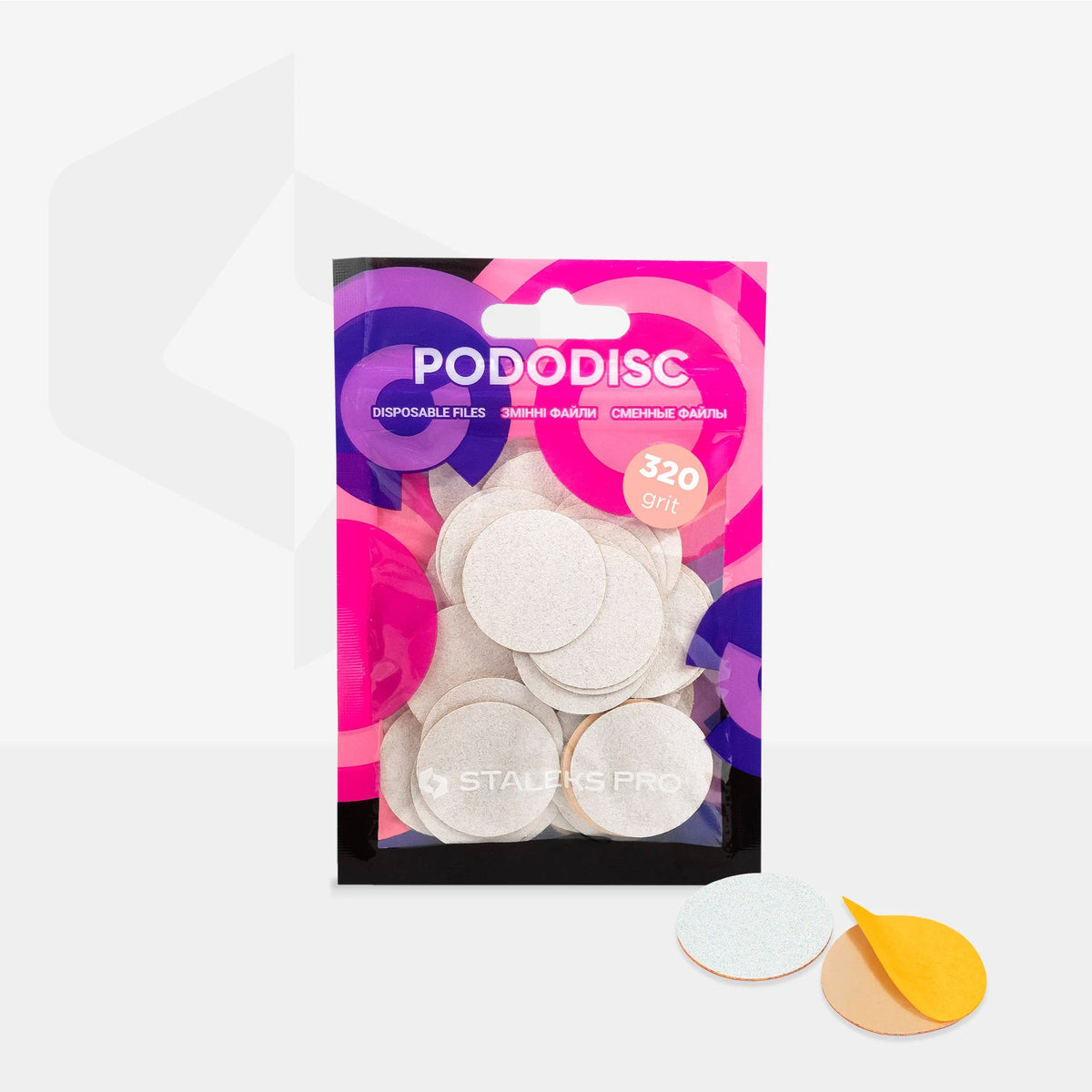 Disposable files for pedicure disc Staleks Pro L (240 Grit / 50 pcs) WHITE
