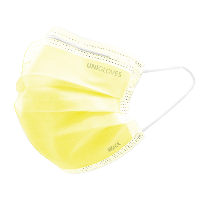 UNIGLOVES Medical mask with elastic band Profil Plus, YELLOW, 50 pcs