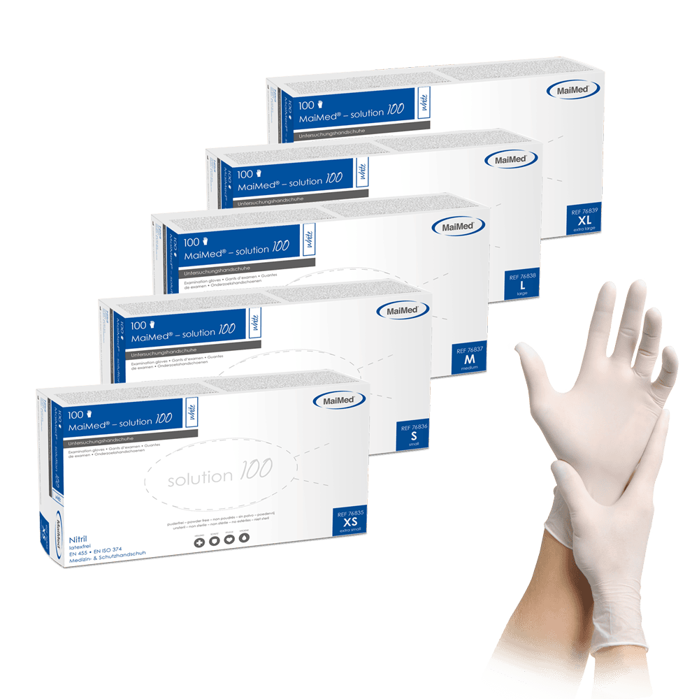 Gloves MaiMed® Nitrile White M (100 pcs) - 10 PACKS
