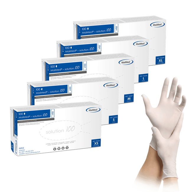 Gloves MaiMed® Nitrile White M (100 pcs) - 10 PACKS