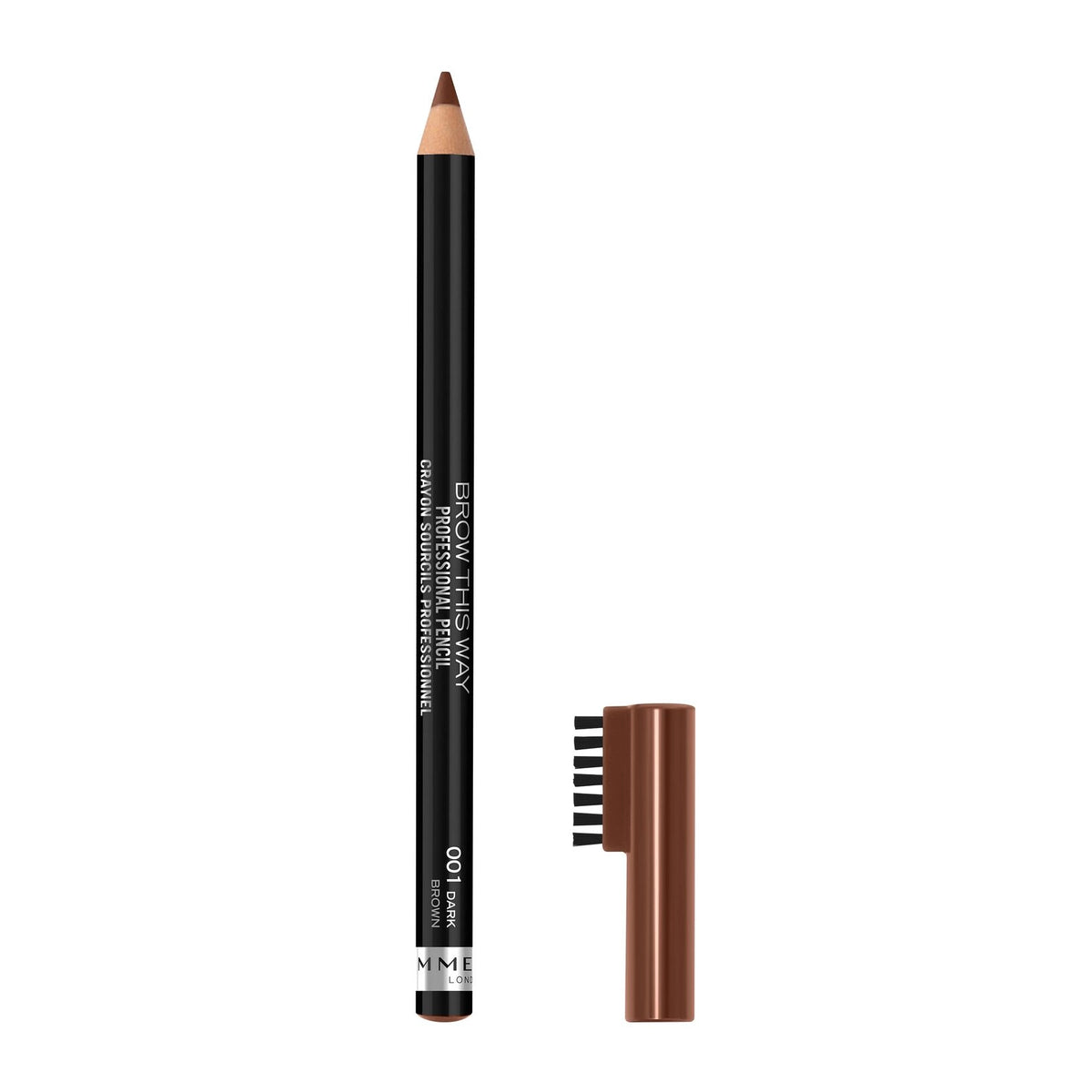 RIMMEL LONDON / BROW THIS WAY PROFESSIONAL EYEBROW PENCIL 001 – Dark Brown