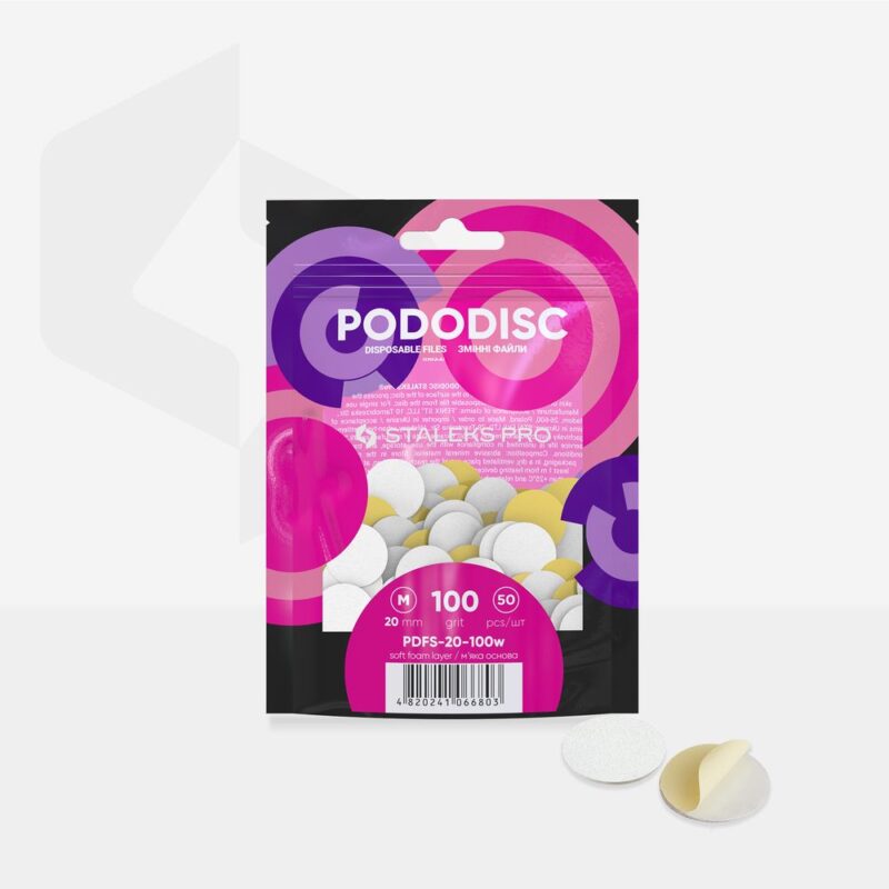 Disposable files on soft foam layer for pedicure disc Staleks PODODISC M EXPERT 100 grit (50 pcs)