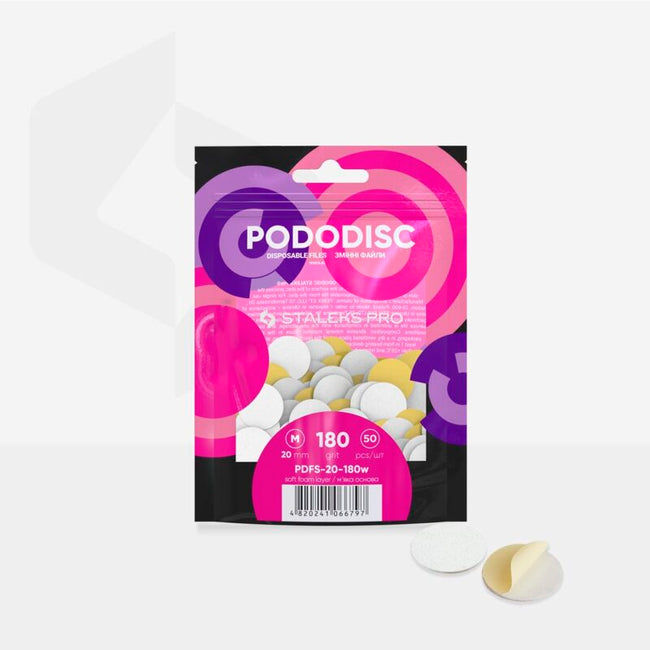 Disposable files on soft foam layer for pedicure disc Staleks PODODISC M EXPERT 180 grit (50 pcs)
