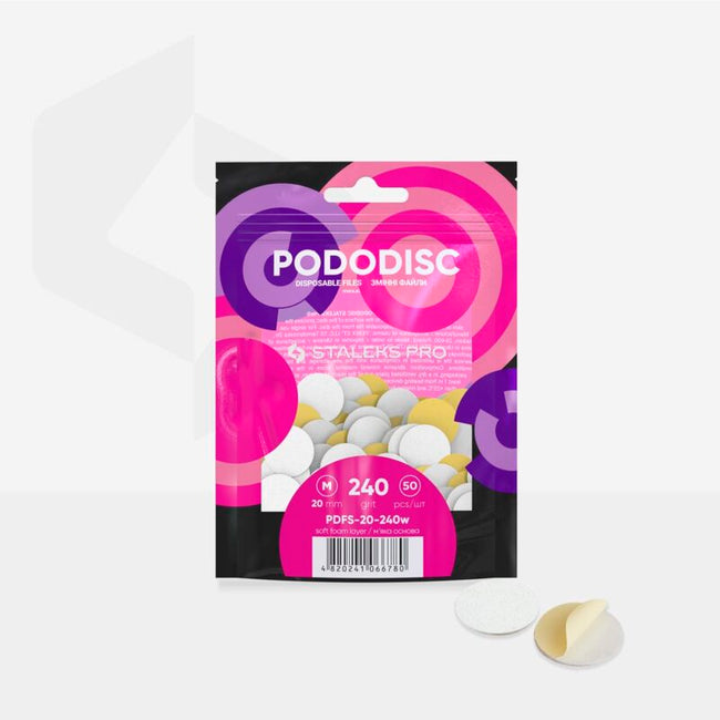 Disposable files on soft foam layer for pedicure disc Staleks PODODISC M EXPERT 240 grit (50 pcs)