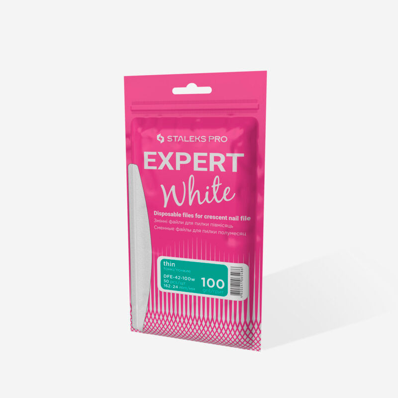 Disposable white files for crescent nail file Staleks EXPERT 42 100 grit (50 pcs)