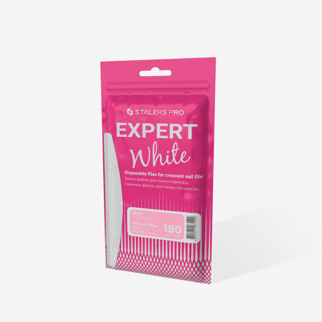 Disposable white files for crescent nail file Staleks EXPERT 42 180 grit (50 pcs)