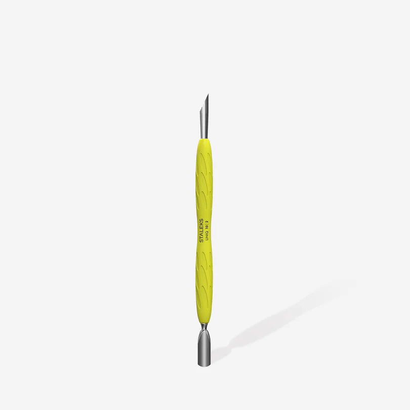 STALEKS Manicure pusher Gummy with silicone handle UNIQ 10 TYPE 2 (rounded narrow and beveled pusher)