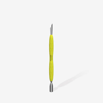STALEKS Manicure pusher Gummy with silicone handle UNIQ 10 TYPE 2 (rounded narrow and beveled pusher)