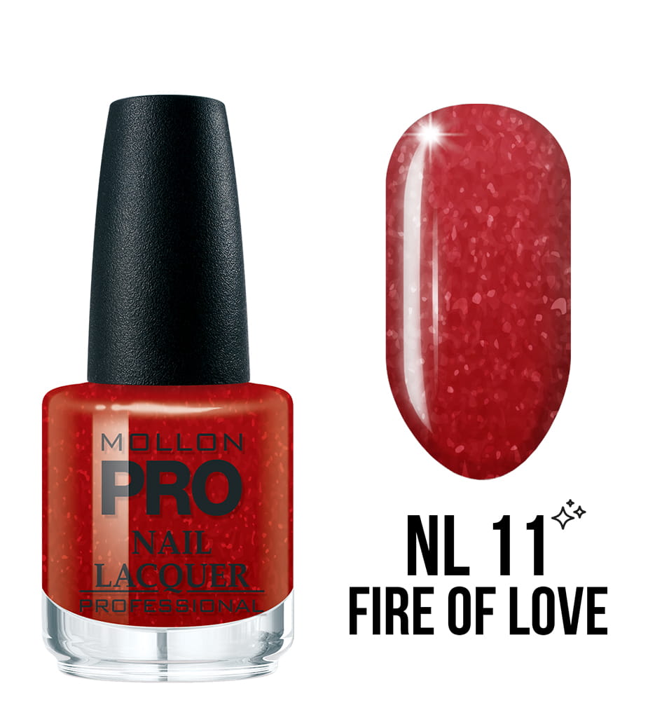 011 FIRE OF LOVE MOLLON HARDENING NAIL LACQUER 15 ml