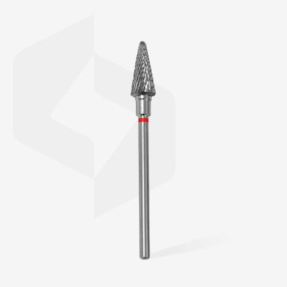 STALEKS EXPERT Carbide nail drill bit cone red, head diameter 6 mm, working part 14 mm