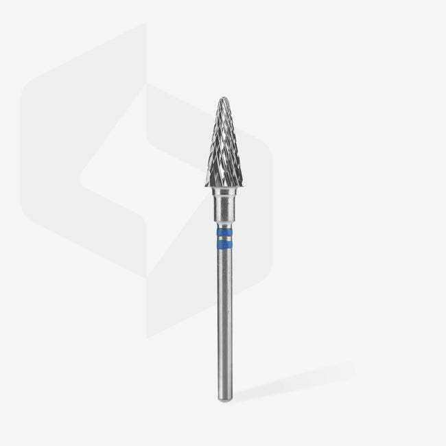 STALEKS EXPERT Carbide nail drill bit for left-handed users cone blue, head diameter 6 mm, working part 14 mm