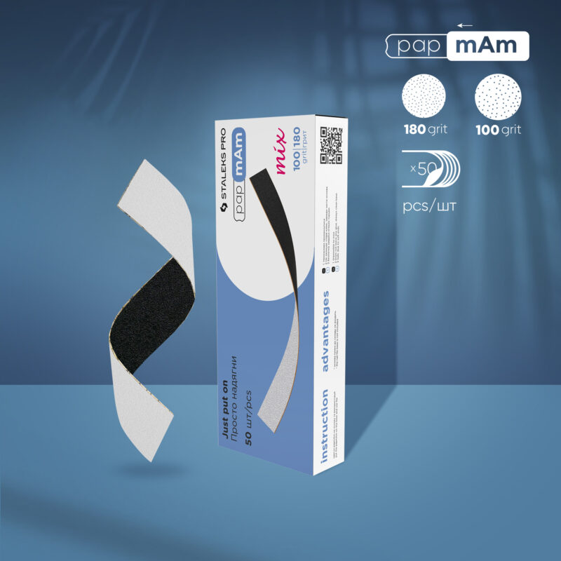 A set of disposable files-cases for a straight nail file base Staleks Pro Expert 22, 100/180 grit (50 pcs)