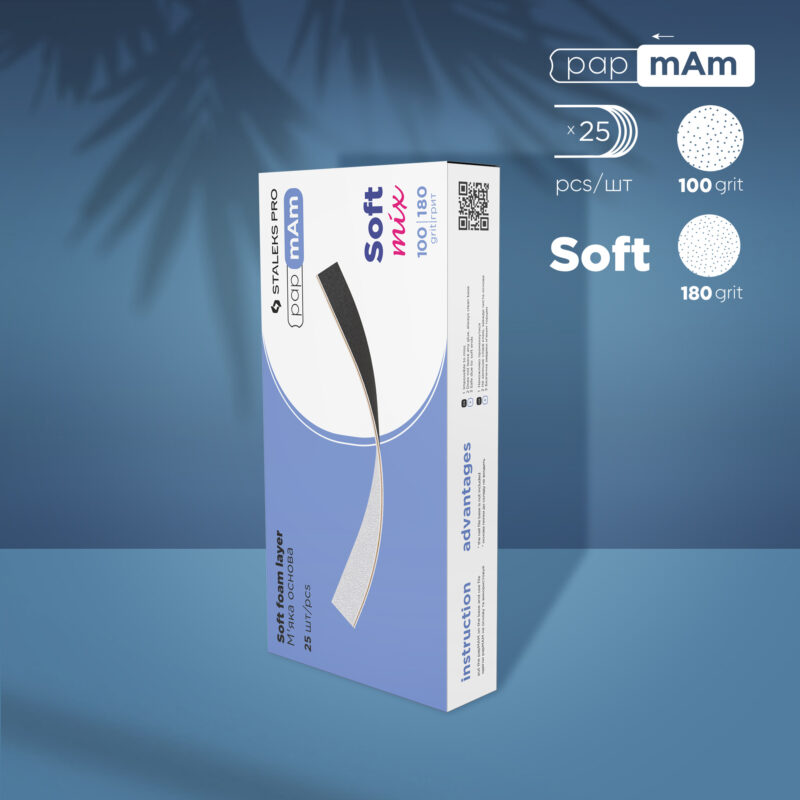 Adhesive nail files for straight base on a soft foam layer STALEKS EXPERT 20, 100/180 grit(25pc)