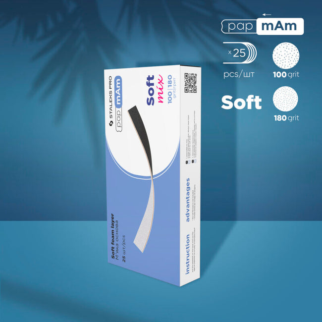 Adhesive nail files for straight base on a soft foam layer STALEKS EXPERT 20, 100/180 grit(25pc)