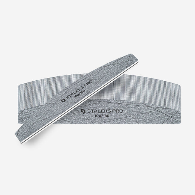 STALEKS Nail File 100/180 grit, Crescent (25 pcs)
