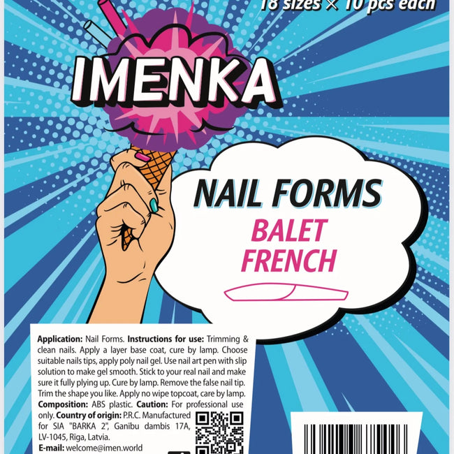 IMENKA Dual Nail Forms Balet French, 180 pcs