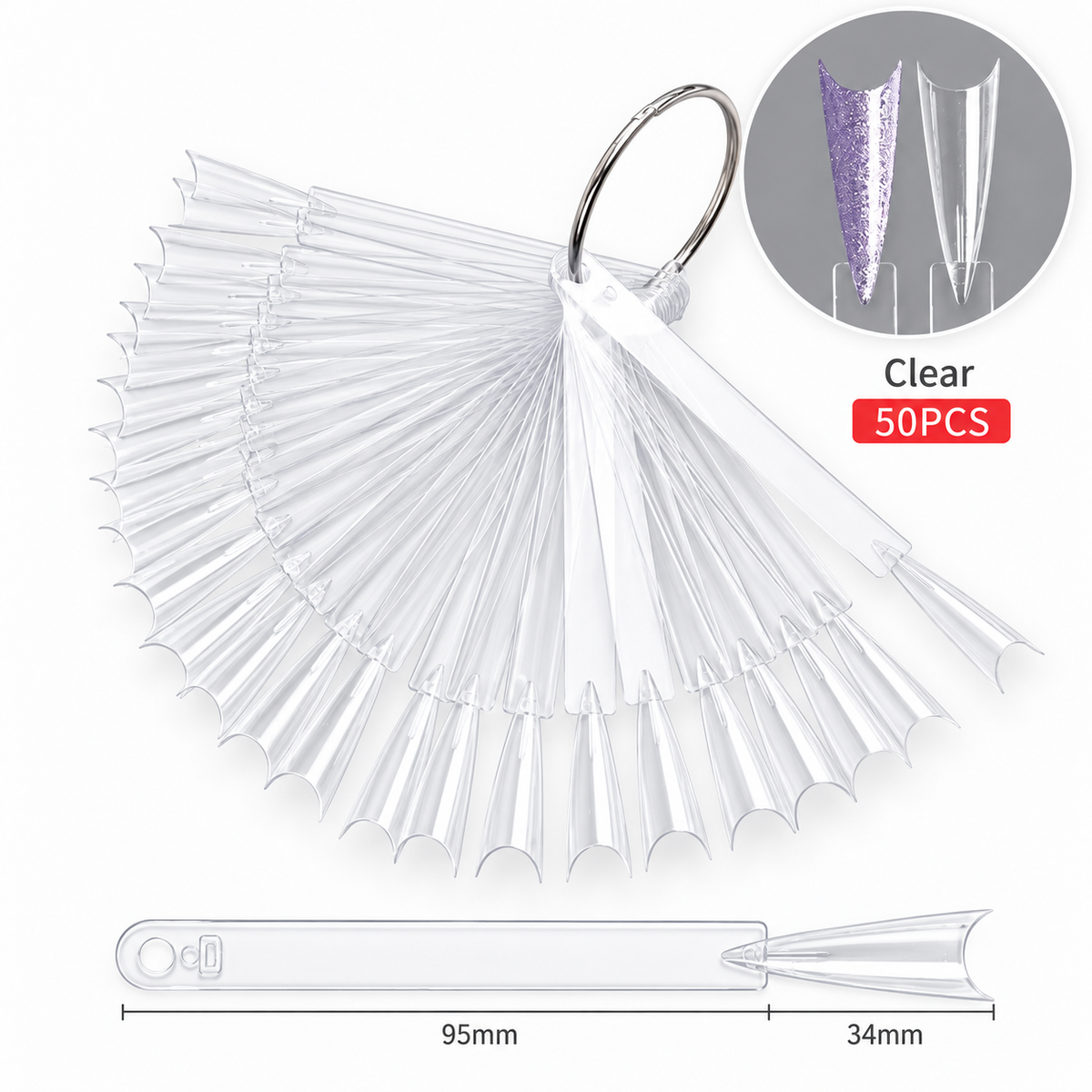 Color Chart Stiletto, 50 pcs, clear