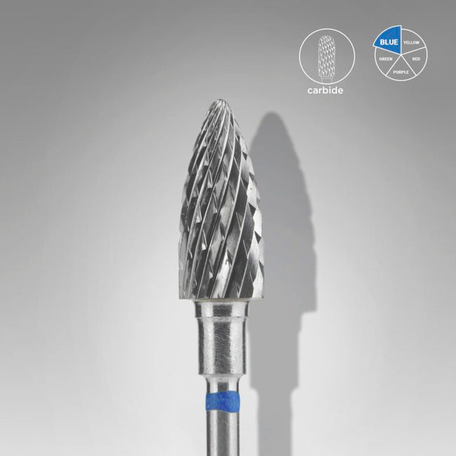 STALEKS EXPERT Carbide nail drill bit pine cone blue head diameter 6 mm / working part 14 mm