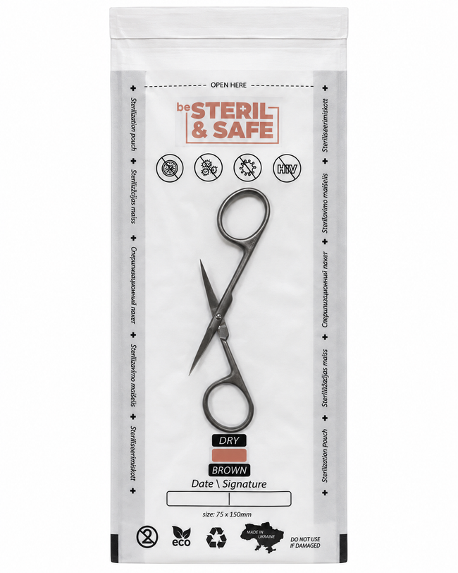 be STERIL&SAFE Kraft Pouches 75×150 mm (100 pcs) Transparent