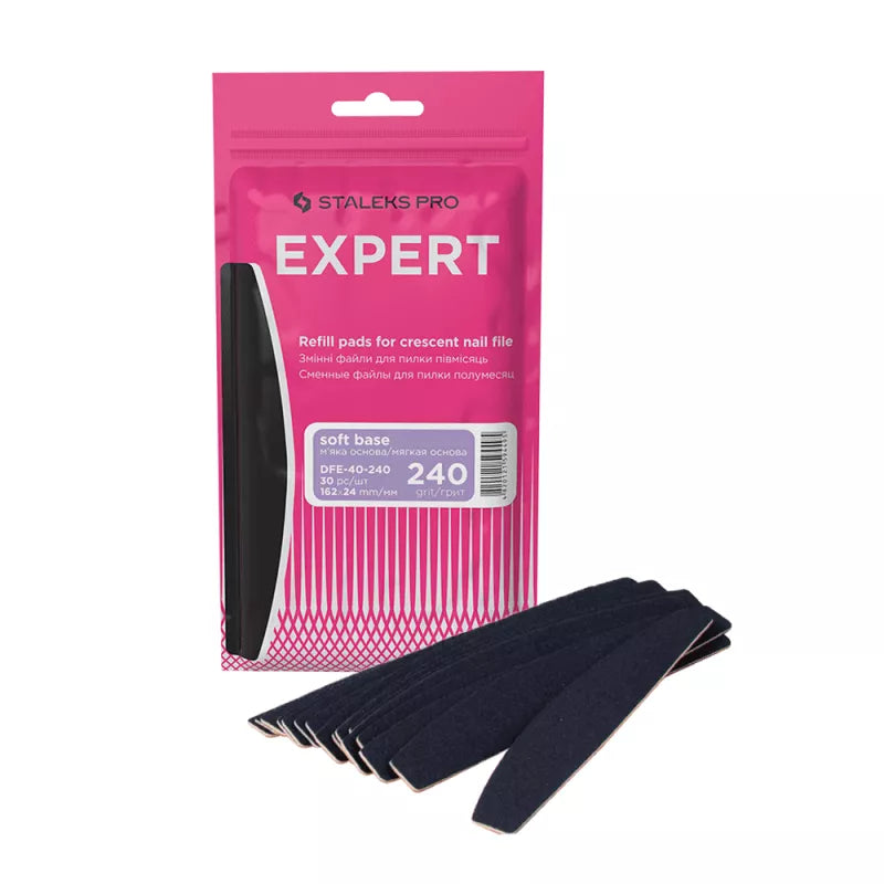 Refill pads for crescent nail file soft based Staleks Pro Expert 40, 240 grit, 30 pcs